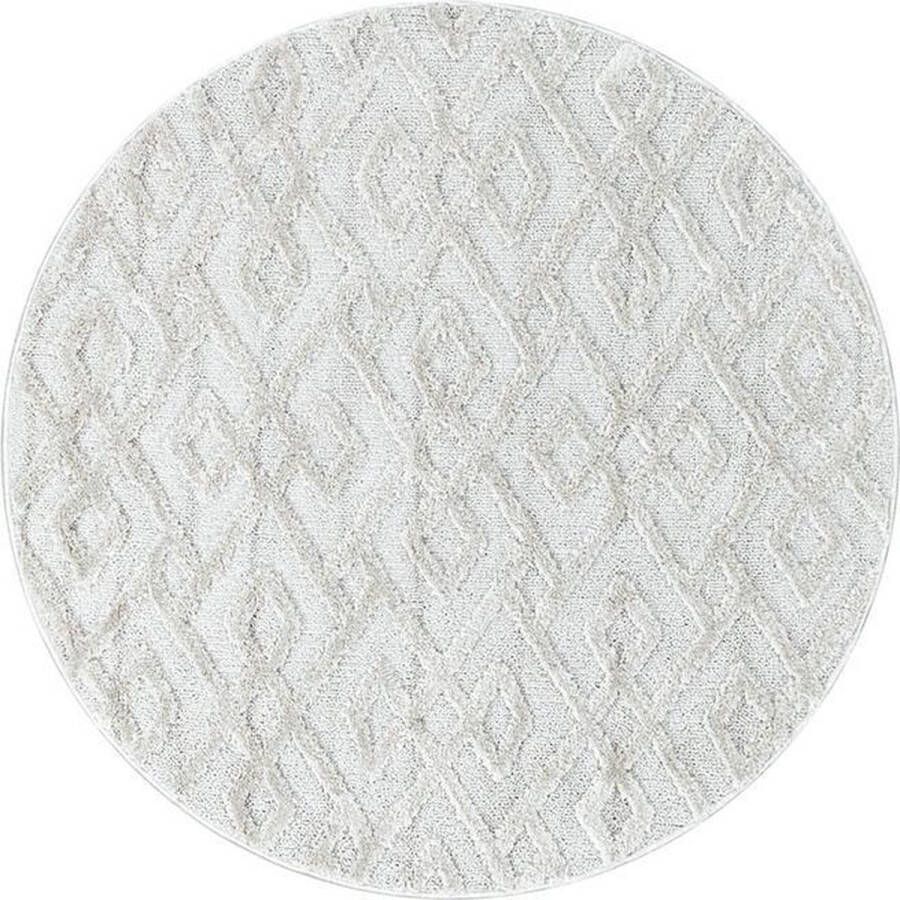 Adana Carpets Rond scandinavisch vloerkleed Pitea Pattern Creme Ø 120cm