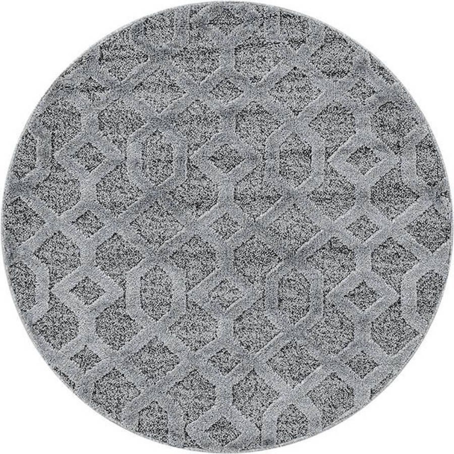 Adana Carpets Rond scandinavisch vloerkleed Pitea Tile Grijs Ø 200cm