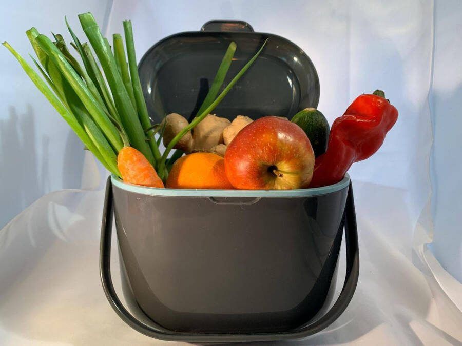 Addis Compost Caddy het handige GFT afvalbakje in de keuken 2 5 liter Grijs Aqua