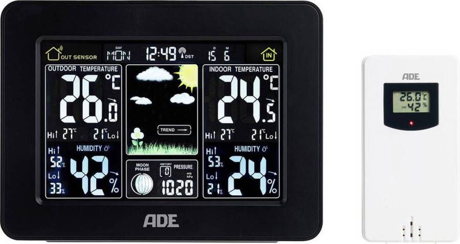 ADE mit Außensensor WS 1503 Draadloos weerstation Verwachting voor 1 dag