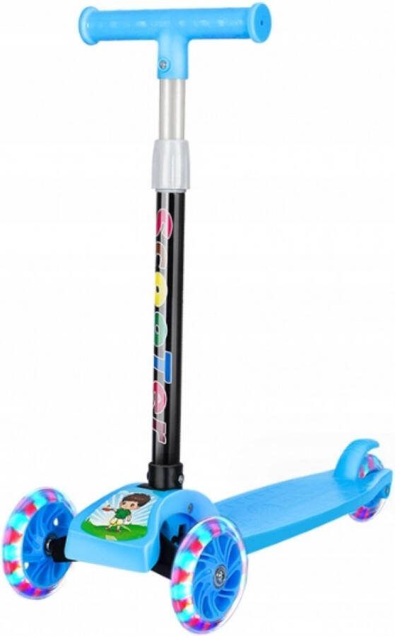 ADGO Kinderstep Blauw Lichtgevende wielen Driewielig Jongens Step 2-5 jaar