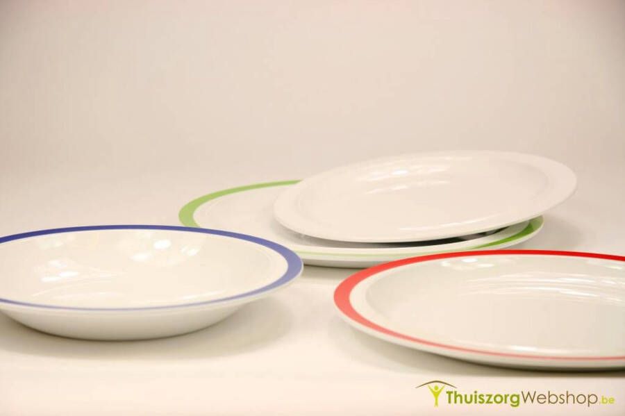 Adhome Servies Ornamin Klassik: 22 cm soepbord wit met blauwe rand