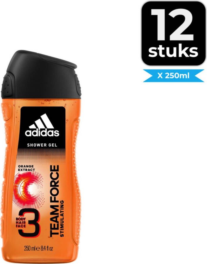 Adidas Team Force Douchegel 250 ml Voordeelverpakking 12 stuks