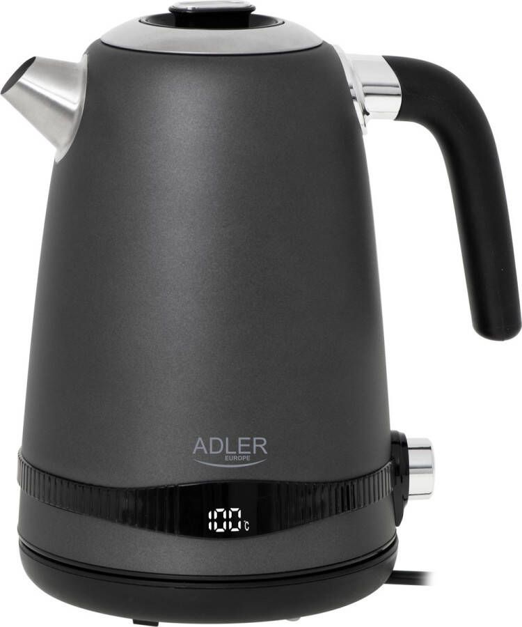 Adler AD 1295 Grijs waterkoker 1 7L met LCD-scherm en temperatuurregeling