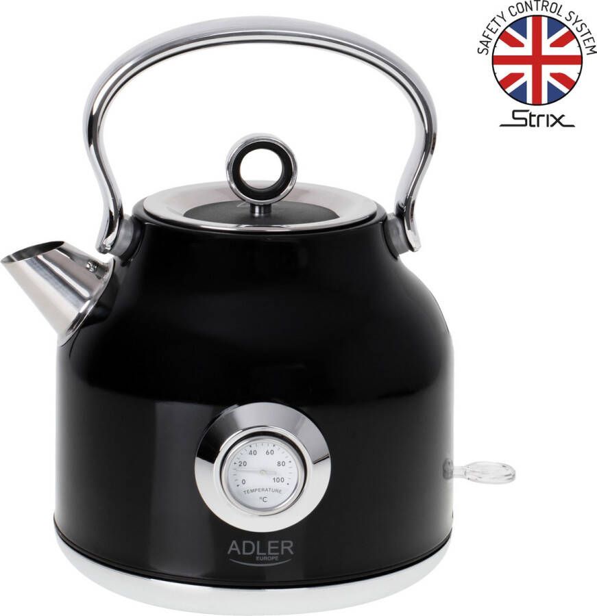 Adler AD-1346b Waterkoker met thermometer zwart 1.7 liter metaal