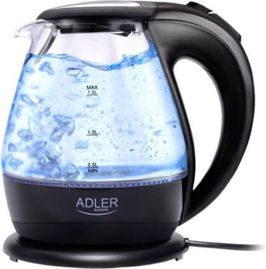 Adler Top Choice Grote waterkoker voor 6-7 personen zwart met led 1.5 liter