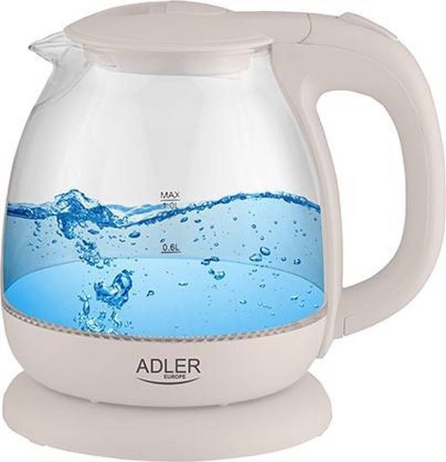 Merkloos Top Choice Waterkoker met led glas 1 liter creme
