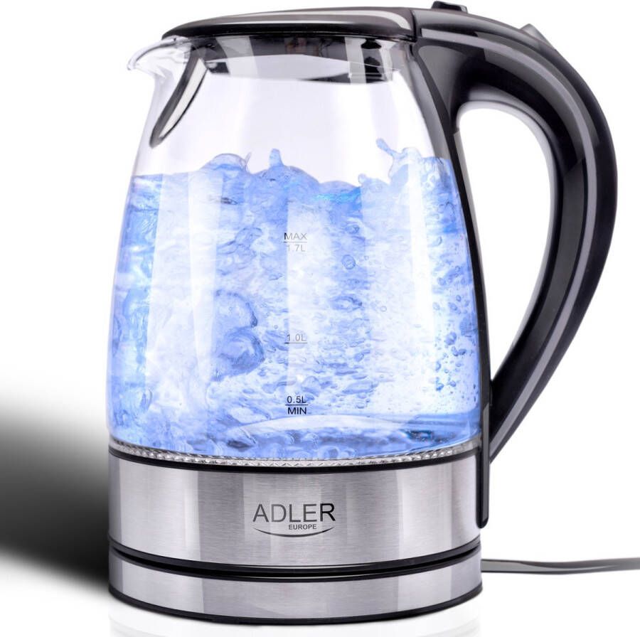 Adler Waterkoker 1 7 liter Glas LED verlichting Waterkokers