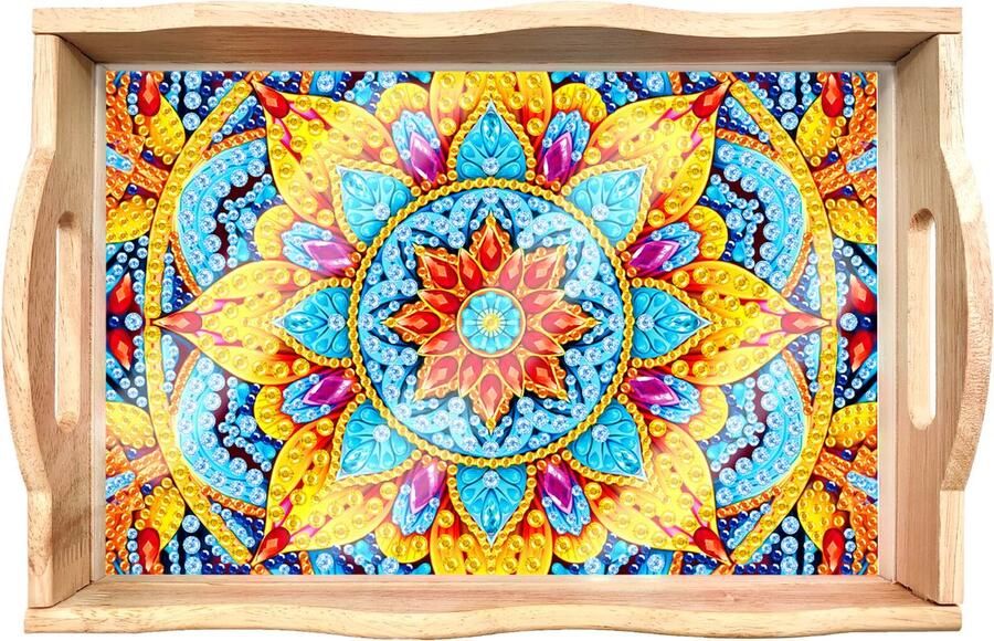 Adorzy Diamond Painting Dienblad Mandala – Diamond Painting Volwassenen – Diamond Painting Volledig Pakket DIY Pakket