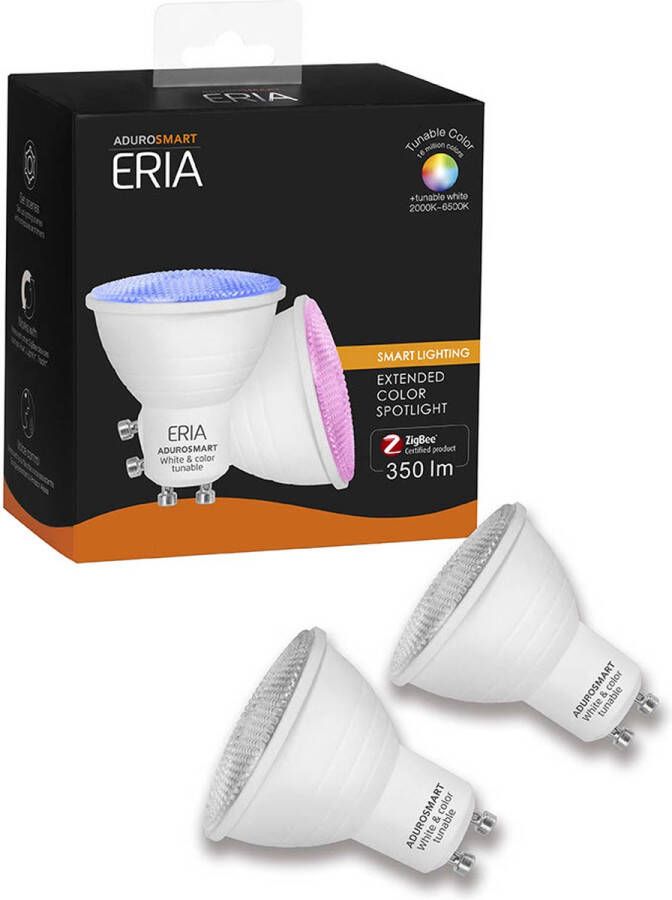 Adurosmart ERIA GU10 spot Tunable colour V2- 2-pack 2200K~6500K warm tot koud licht + RGB Zigbee Smart Lamp- werkt met o.a. Adurosmart en Google Home