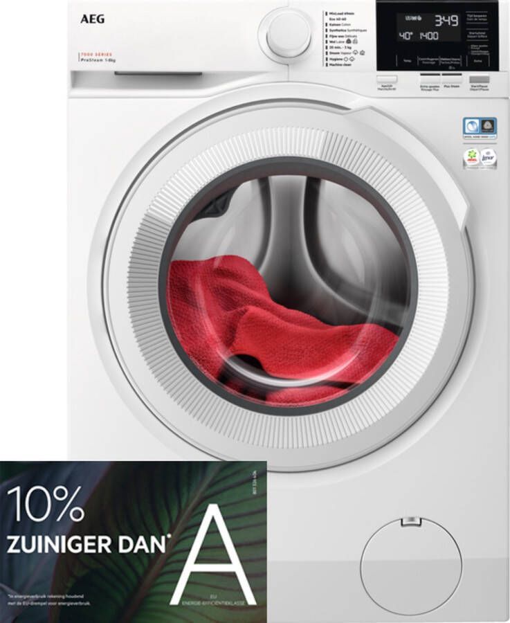 AEG LR7384BB2 EcoLine 7000 serie ProSteam Wasmachine 10% zuiniger dan energielabel A NL-FR