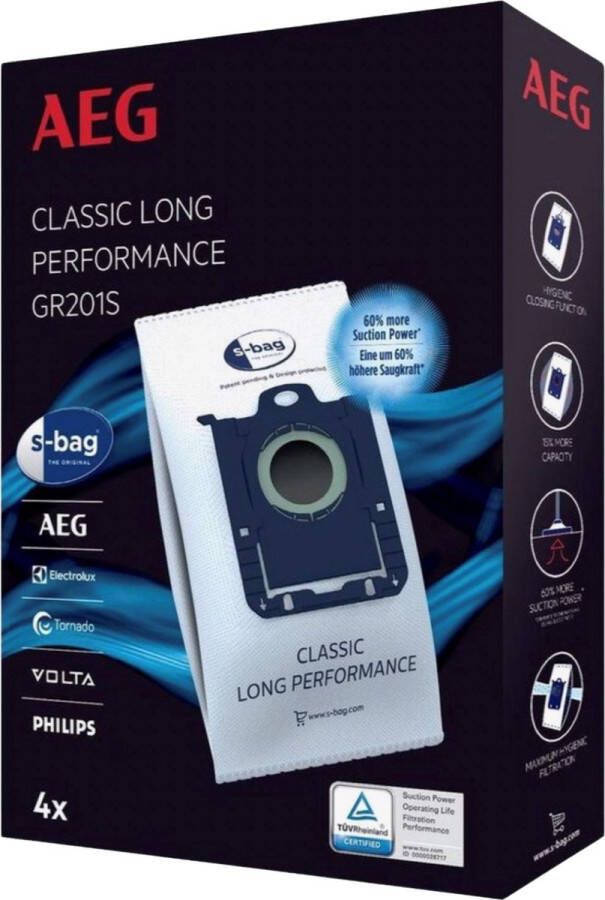 AEG S-BAG stofzuigerzakken voor Philips classic long performance GR201S 4 stuks