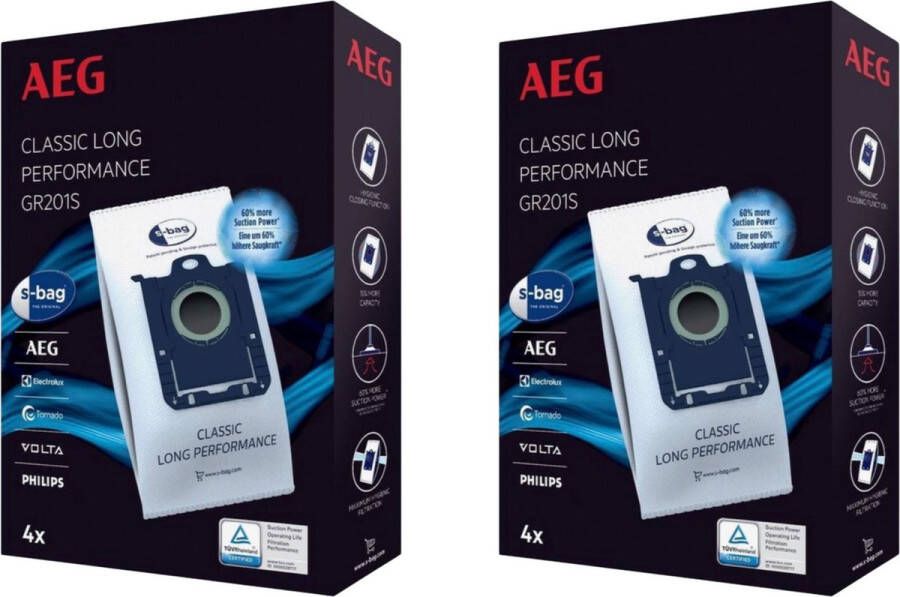 AEG S-BAG stofzuigerzakken voor Philips Electrolux long performance GR201S 8 stuks