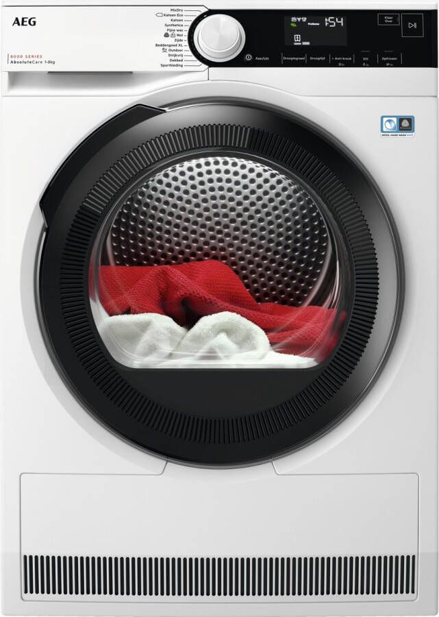 AEG TR858P4B 8000 serie AbsoluteCare ​ Wasdroger Warmtepompdroger 8 kg Wit