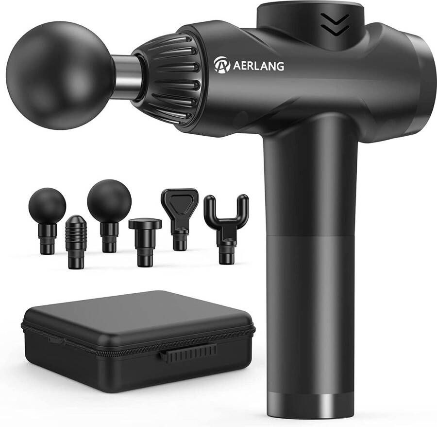 AERLANG Massage Gun Massagepistool voor spieren Met 6 opzetkoppen 20 snelheden digitaal scherm Massage apparaat voor sport en relax