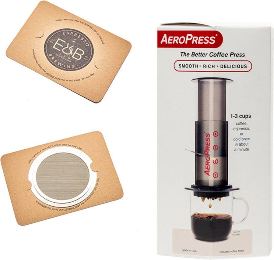 Aerobie Aeropress Coffee Maker + IMS E&B LAB koffiefilter 200 micron RVS