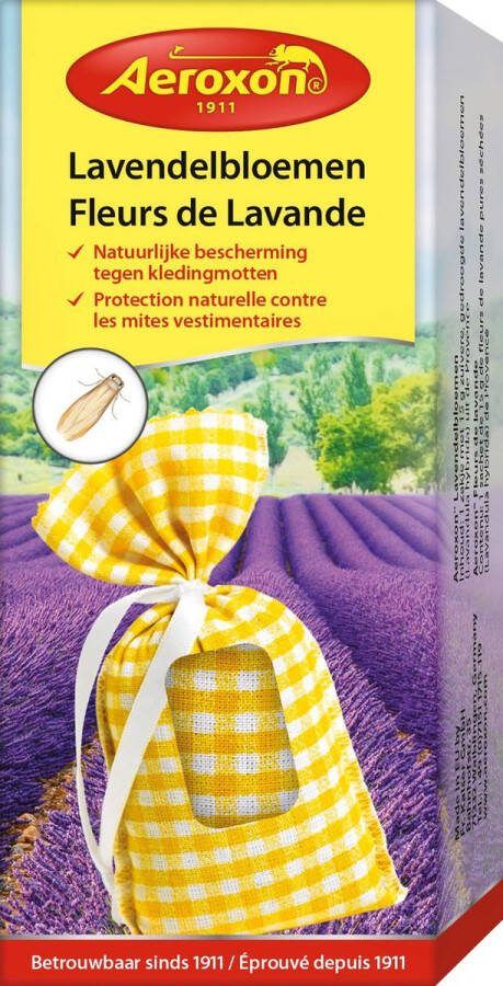 Aeroxon – Lavandelbloemen tegen motten Mottenval – Mottenval kledingmotten – Motten bestrijden – Mottenballen – Aangename geur