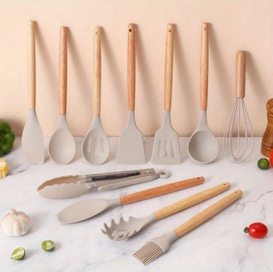 AestheticDreams Aesthetic Keukengerei set met Houder Spatel Silicone Hittebestendig Siliconen Kookgerei
