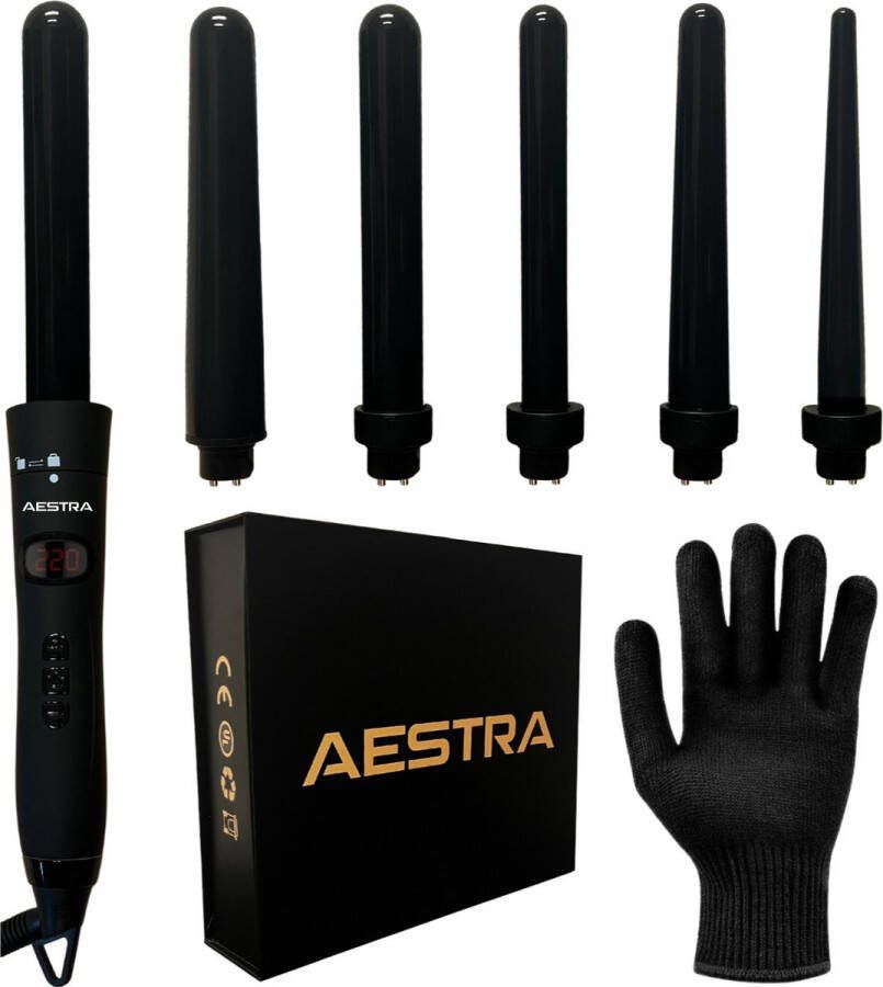 Aestra 5-in-1 Krultang met Opzetstukken Ionische Technologie Keramisch Incl. Hittebestendige Handschoen Geschikt voor Alle Haartypes