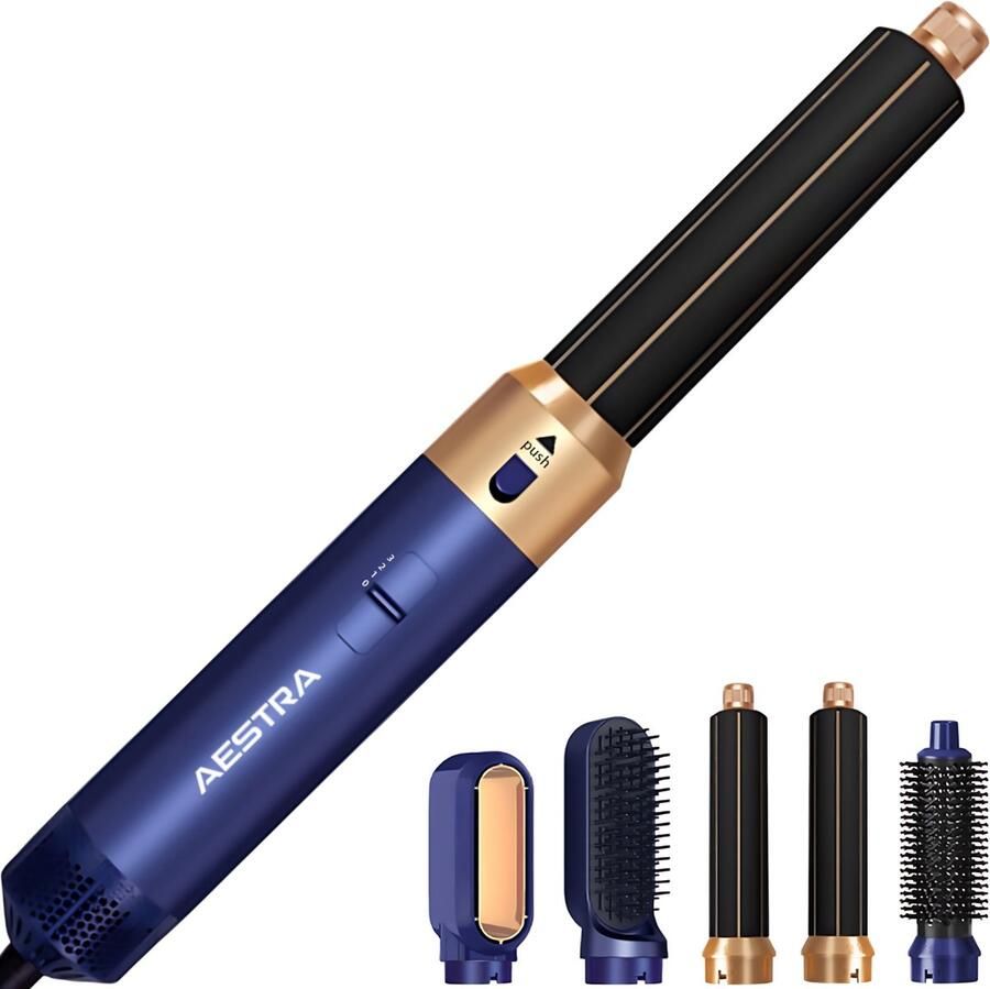 Aestra 5 in 1 Hairwrap 60.000RPM Föhn met Diffuser Krultang Föhnborstel Krulborstel Airstyler Haarborstel 1000W Navy