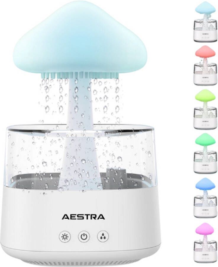 Aestra Regenwolk Luchtbevochtiger White Noise Machine Slaaptrainer Aroma Diffuser Nachtlamp Nachtlampje Bureaulamp Regendruppels