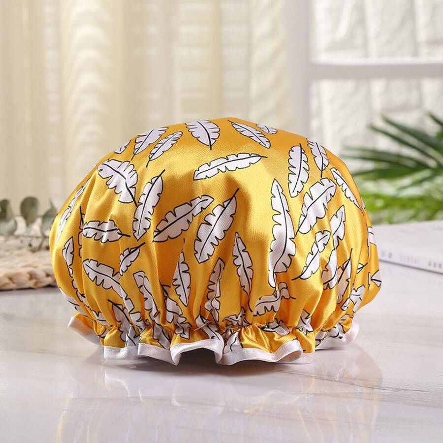 Afabs GROTE Douchemuts Shower cap Douchekapje Douche cap voor vol haar krullen afro Golden feathers