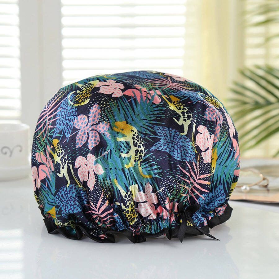 AfricanFabs Luxe Grote Douchemuts Shower cap Douchekapje Douche cap voor vol haar krullen afro van Multicolor jungle