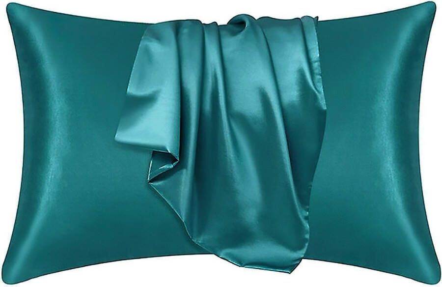 Afabs Satijnen kussensloop Teal 60 x 70 cm hoofdkussen formaat Satin pillow case Zijdezachte kussensloop van satijn