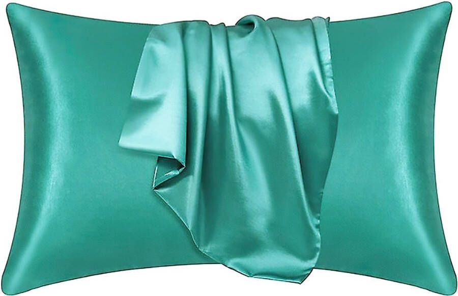 Afabs Satijnen kussensloop Zacht Groen 60 x 70 cm hoofdkussen formaat Satin pillow case Zijdezachte kussensloop van satijn