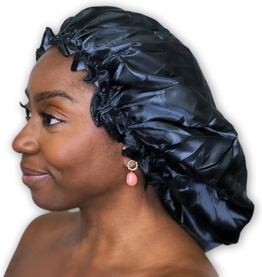AfricanFabs XXL Douchemuts Shower cap voor braids dreadlocks rasta dreads Extra groot Zwart