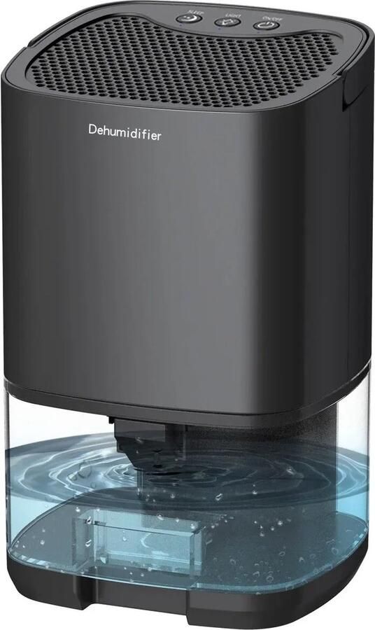 AFDEAL X-Qlusive Draagbare Luchtontvochtiger Slaapkamer Woonkamer Badkamer Keuken Kantoor Luchtreiniger 1000ml dag Ontvochtiger Dehumidifier 15 tot 25 m2 7 kleuren LED verlichting Kleur Zwart