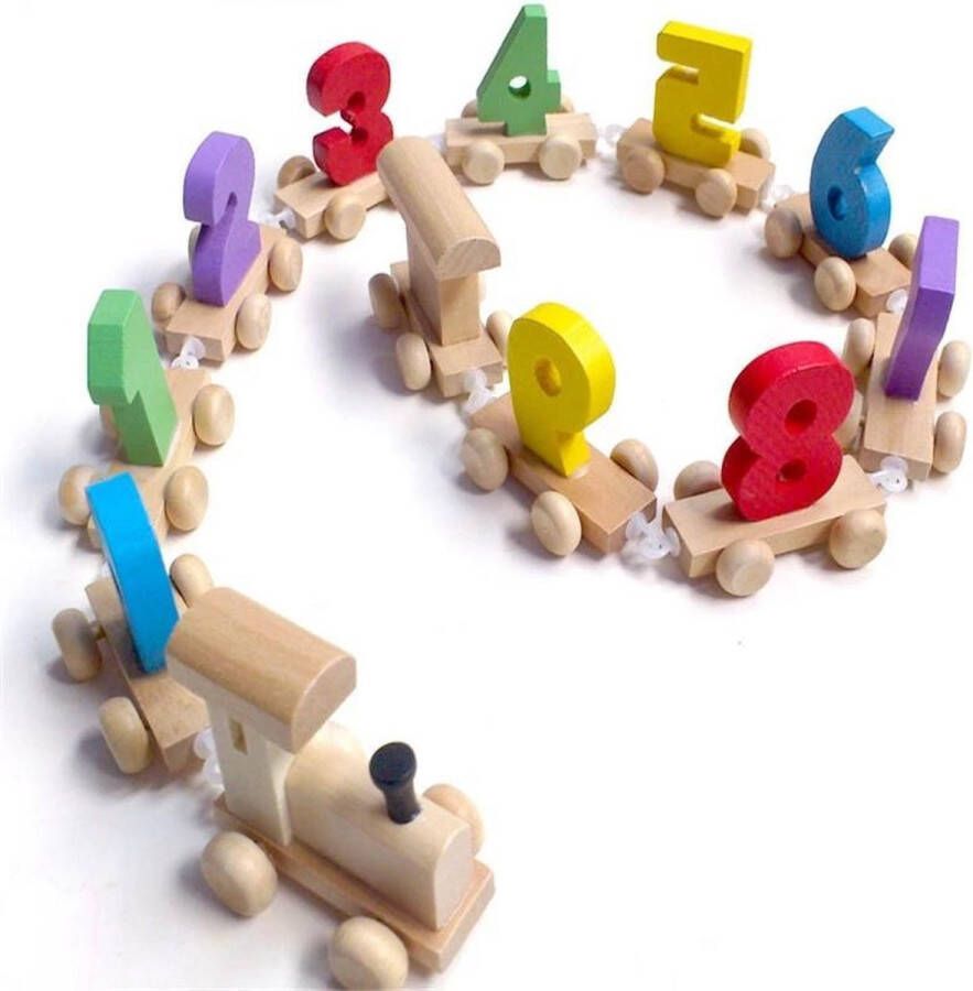 Afecto 11-delige houten trein set met cijfers | Mini Houten Trein Speelgoed | Educatief Speelgoed|