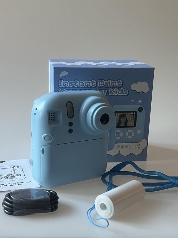 Afecto Kindercamera met Printer Selfie Camera dual lens Digitale Camera voor Kinderen voor Foto en Video Spelletjes blauw
