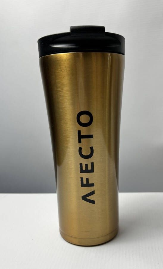 Afecto koffiebeker to go coffee to go beker goud thermosbeker 600ml dubbelwandig RVS