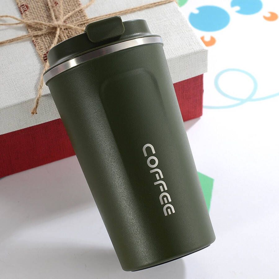 Afecto koffie to go beker | coffee to go | isolerende beker donker groen | herbruikbaar | inhoud 380 ml