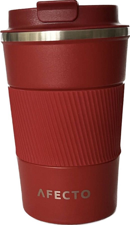 Afecto koffie to go beker coffee to go isolerende beker rood herbruikbaar inhoud 380 ml
