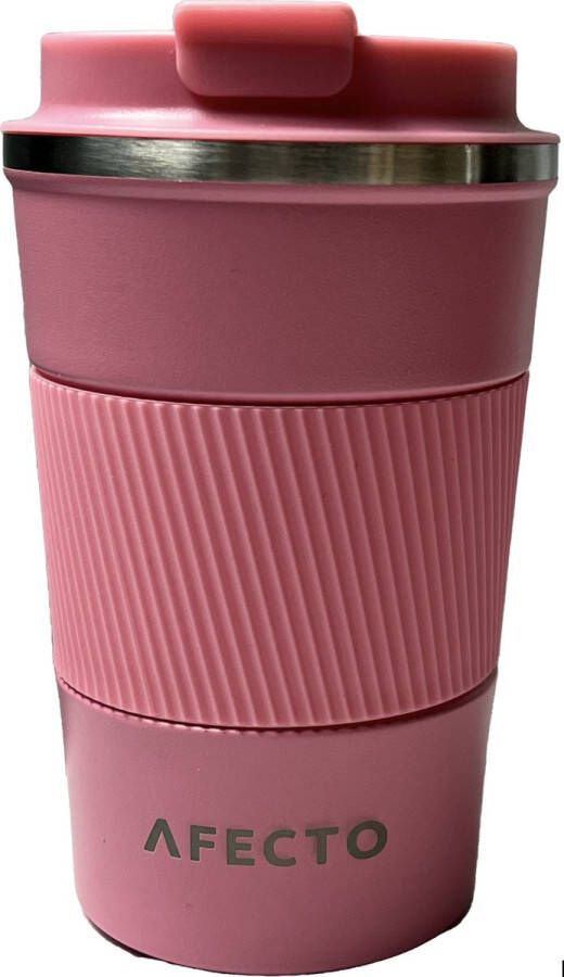 Afecto koffie to go beker coffee to go isolerende beker roze herbruikbaar inhoud 380 ml