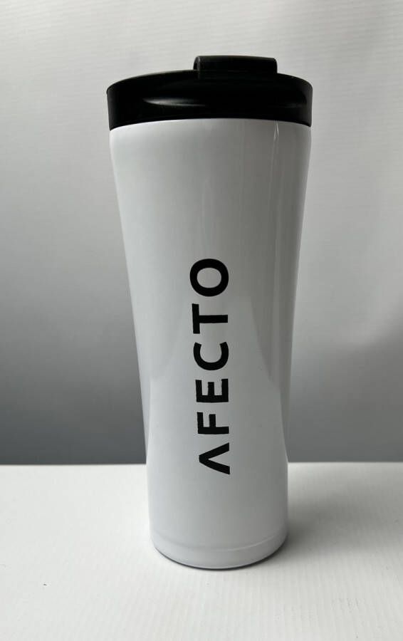 Afecto koffiebeker to go coffee to go beker wit thermosbeker 600ml dubbelwandig RVS