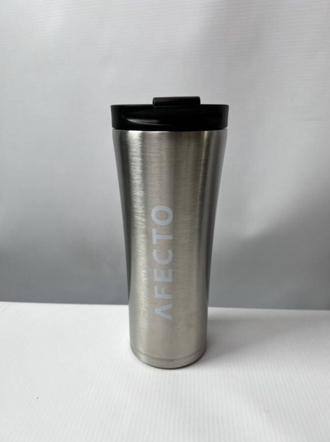 Afecto koffiebeker to go coffee to go beker zilver thermosbeker 600ml dubbelwandig RVS