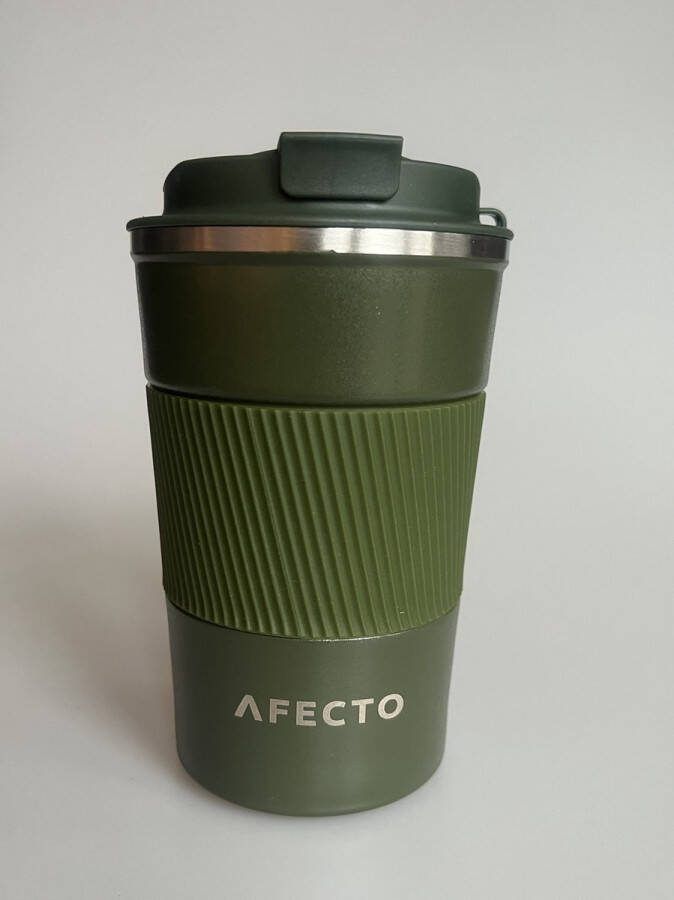 Afecto koffie to go beker met temperatuur sensor coffee to go isolerende beker groen herbruikbaar inhoud 380 ml