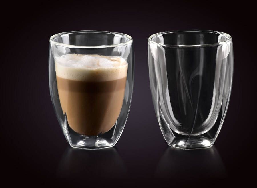Affekdesign Dubbelwandige Glazen 300 ml Set van 2 Koffieglazen Theeglas Cappuccino Glazen Latte Macchiato Glazen Glas