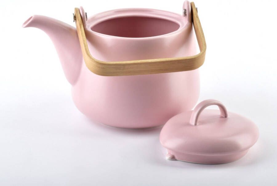 Affekdesign Happy poeder roze porseleinen thee set inclusief 2 kop en schotel melk en suiker set en theepot 5-delig
