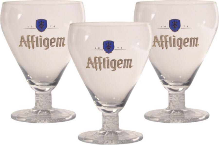 Affligem Bierglas 30cl (Set van 3) Origineel glas van de brouwerij Glas op voet Nieuw