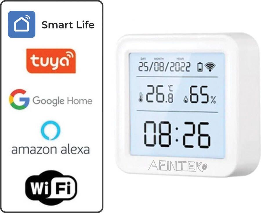 AFINTEK Smart Life WiFi Thermometer Hygrometer Inclusief Datum & Tijd Batterij Versie