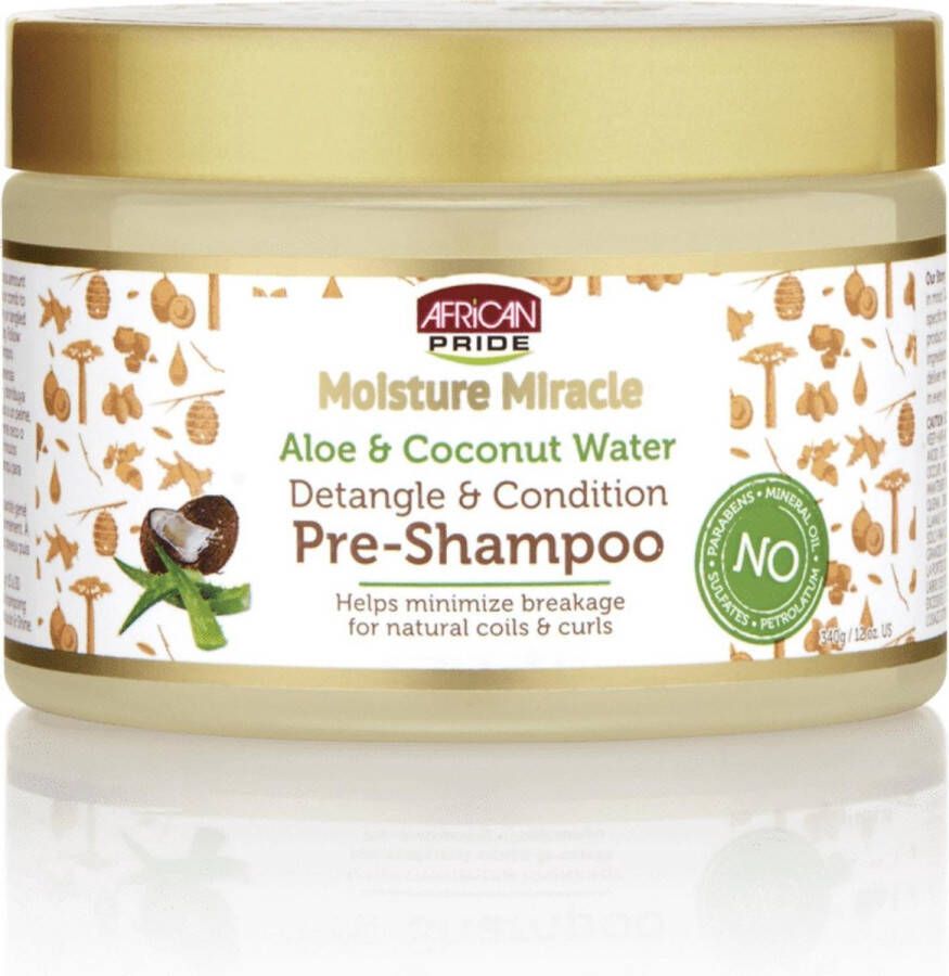 African Pride Moisture Miracle Aloe & Coconut Water Detangle & Condition Pre-Shampoo 340gr