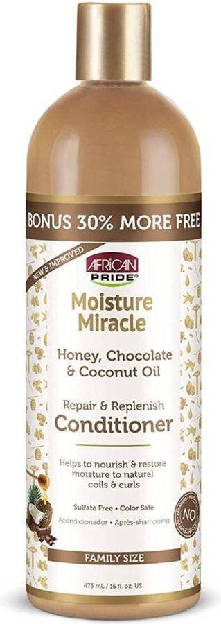 African Pride MOISTURE MIRACLE HONEY CHOCOLATE & COCONUT OIL NOURISH RESTORE CONDITIONER 16OZZ