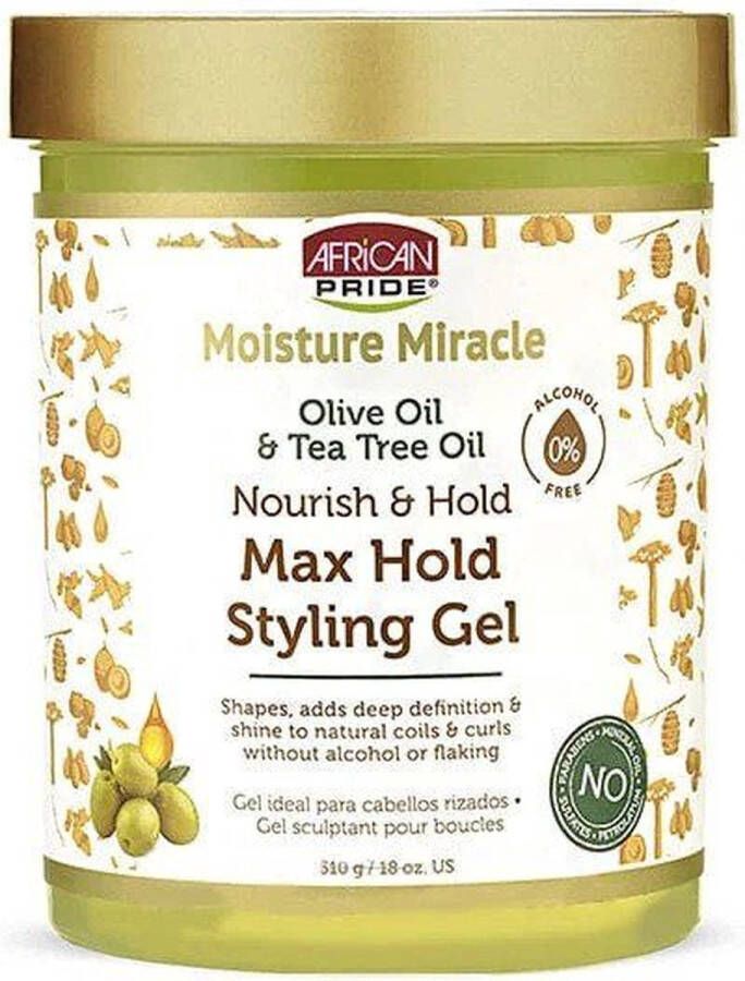 African Pride Moisture Miracle Olive Oil & Tea Tree Oil Max Hold Styling Gel 18oz