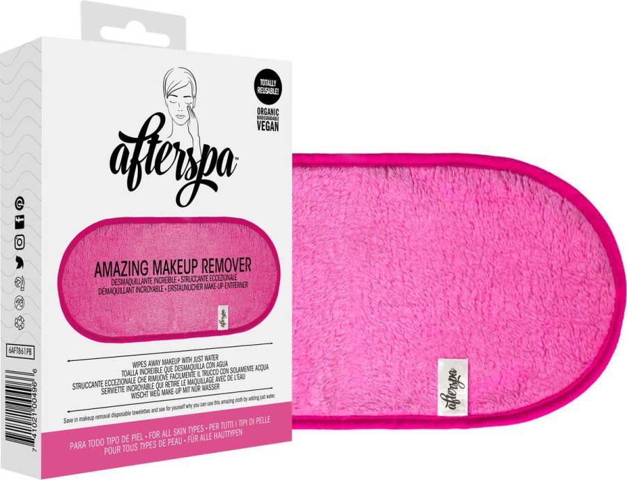 AfterSpa Magische Make Up Remover Doek Roze groot Verwijderd alle make up met alleen water Herbruikbaar Make up remover