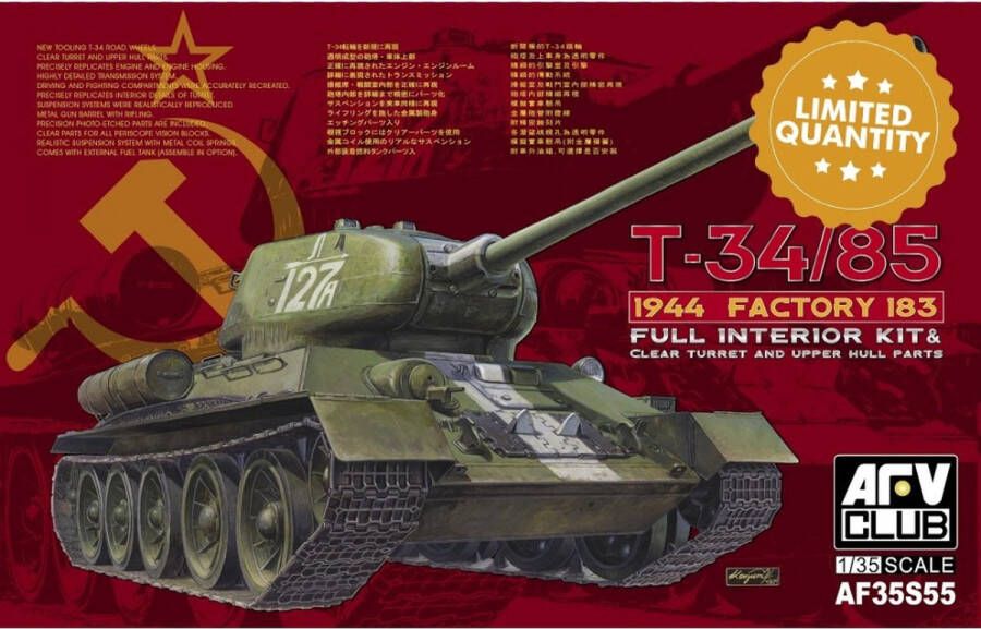 AFV-Club en meer AFV-Club T-34 85 1944 Factory 183 ( Full Interior Kit ) + Ammo by Mig lijm