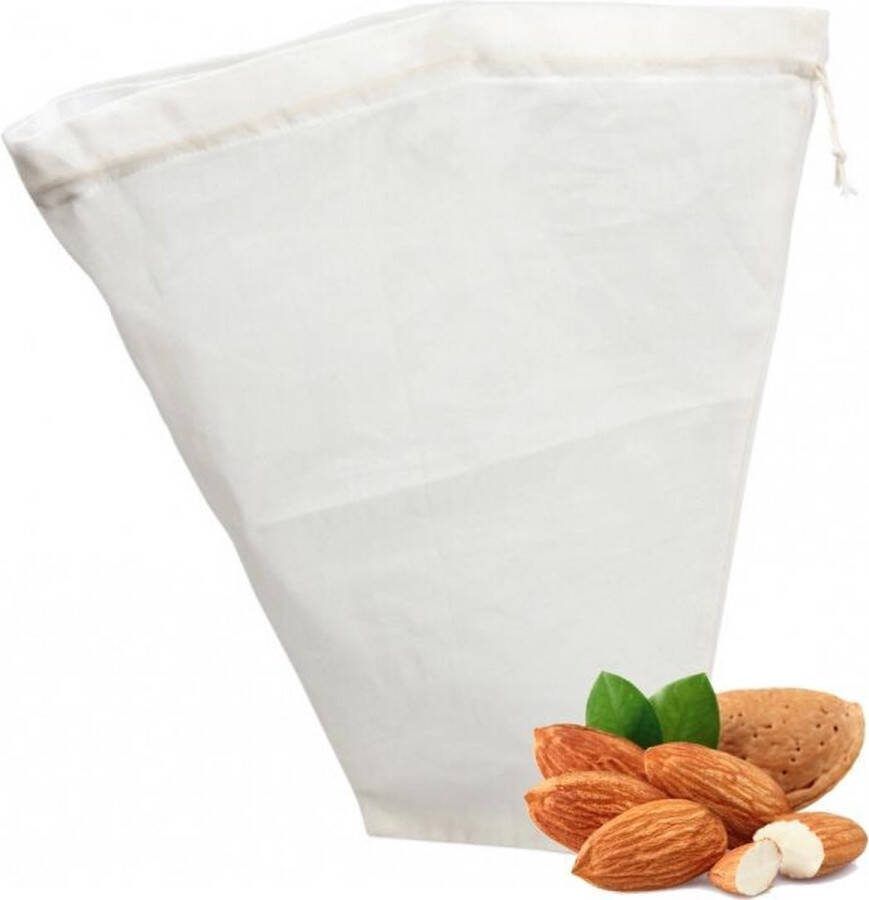 Ah! Table! Jean's goods Stevige katoenen Notenmelkzak Hoge kwaliteit Passeerdoek Zeefzak Kaasdoek Notenmelkdoek Zero waste 35 cm x 34 cm Vegan Duurzaam |Om plantaardige melk en sappen te maken